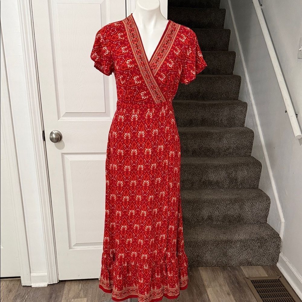 Zesica Chic Red Floral Maxi Dress Size Medium - Picture 4 of 10